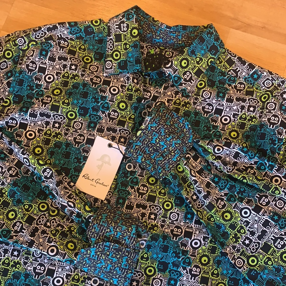 ROBERT GRAHAM Hannam Classic long sleeve button Shirt Medium NEW $198